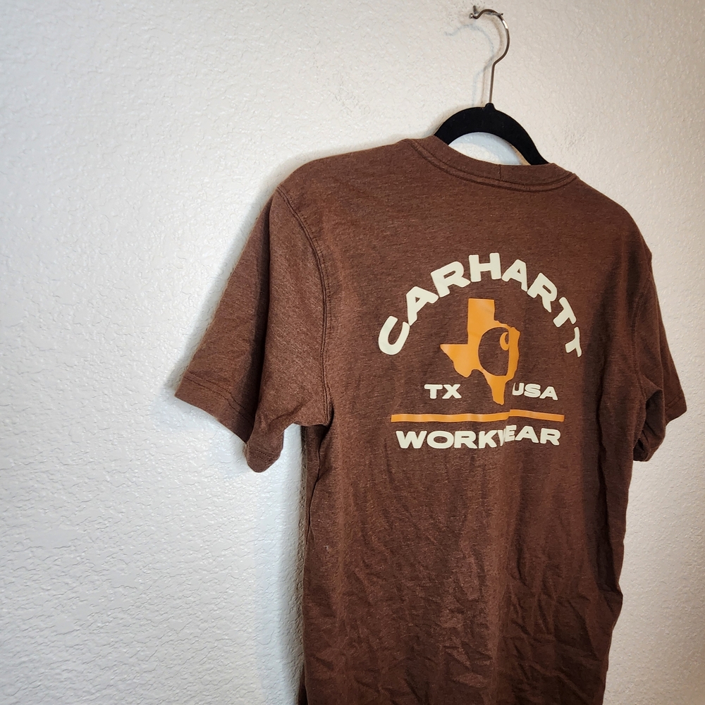 Carhartt Relaxed Fit size S Brown Pocket T-Shirt with Texas Patch - Picture 9 of 14